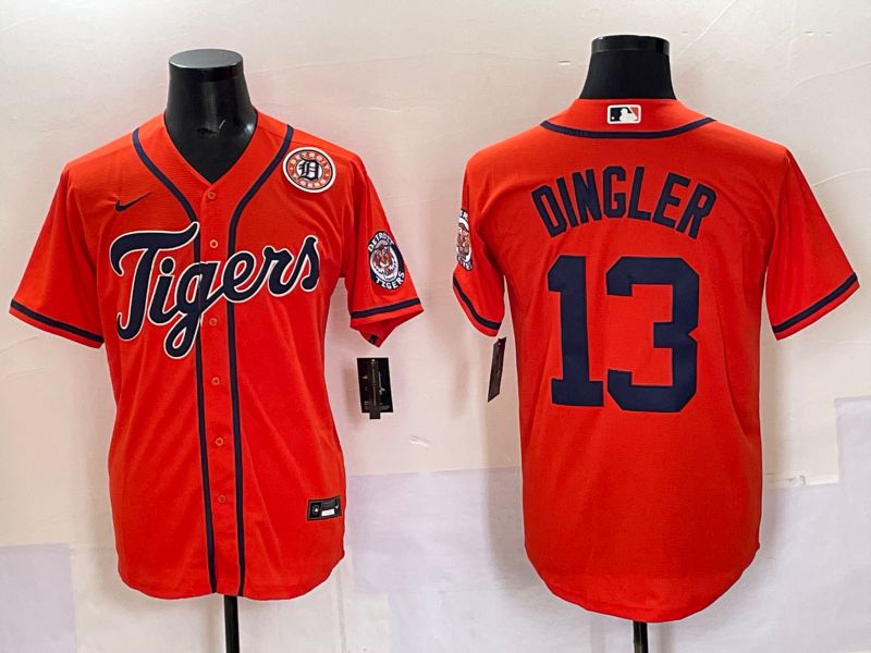 Men Detroit Tigers #13 Dingler Orange Game 2025 Nike MLB Jersey style 004